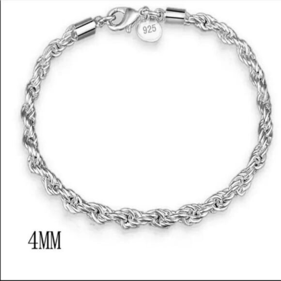 NEW TWISTED 925 STERLING SILVER BRACELET, NICE BRACELET, CUTE BRACELET - Picture 3 of 5